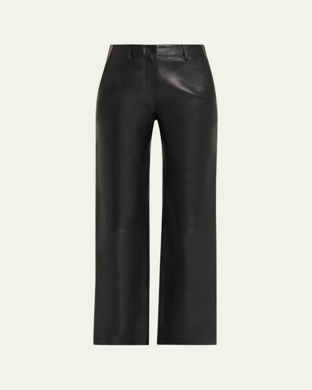Straight-Leg Lambskin Leather Pants